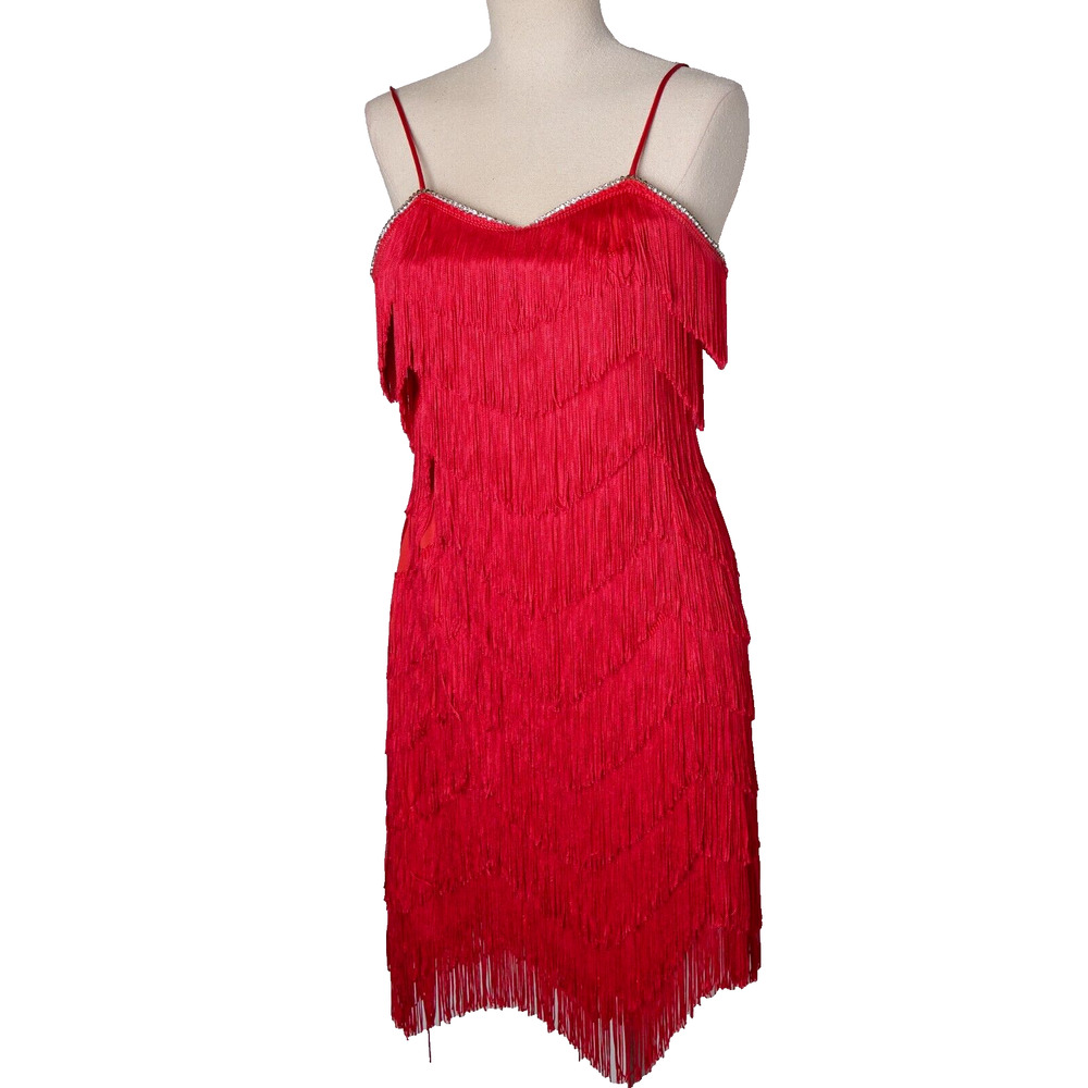 VTG Flapper Fringe Dress Women's S Roaring 20s Cocktail Theme Party 80s Festival